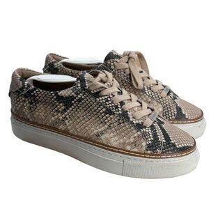 J/SLIDES Sneakers Women's 6.5 M Maya‎ Lace Up Platform Shoes Snakeskin Print